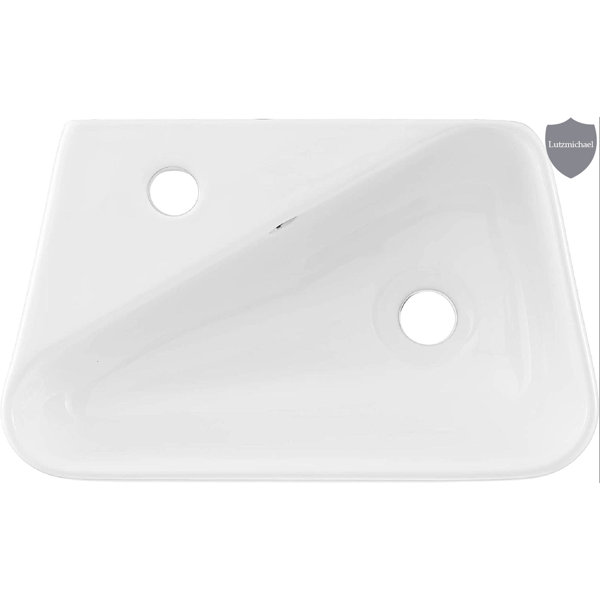 Menggutong 11'' Glossy White Ceramic Specialty Corner Bathroom Sink